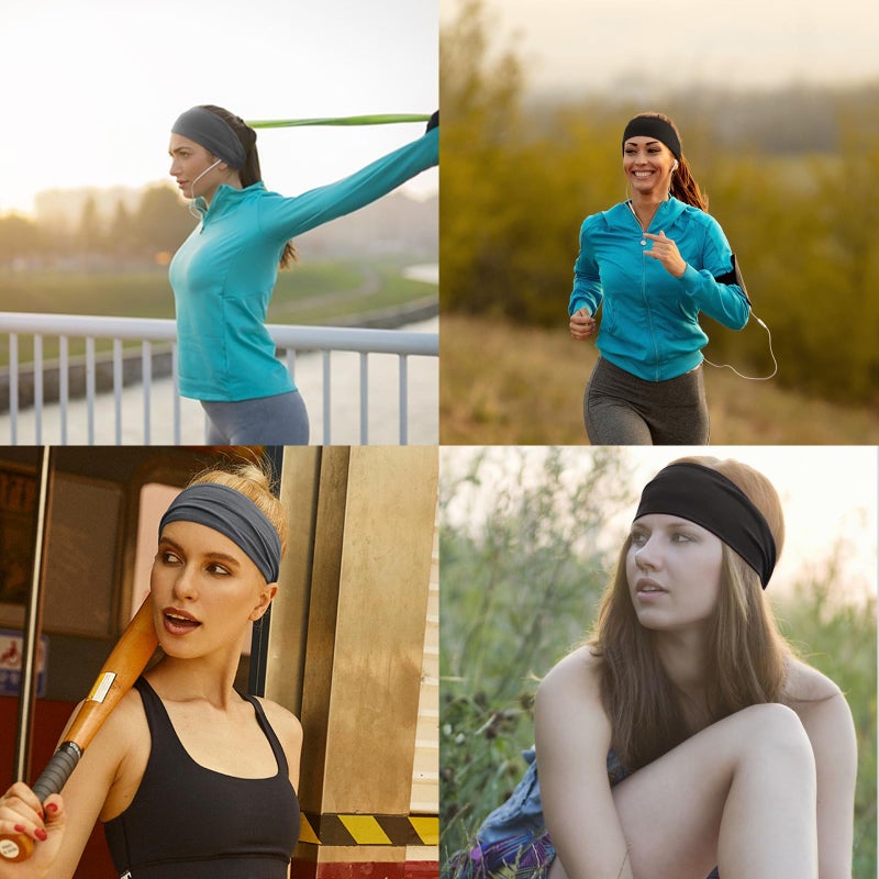 DRESHOW Yoga Sports Headbands for Women Elastic Non-Slip Headbands Workout Running Hair Bands 6 Pack - Image 3
