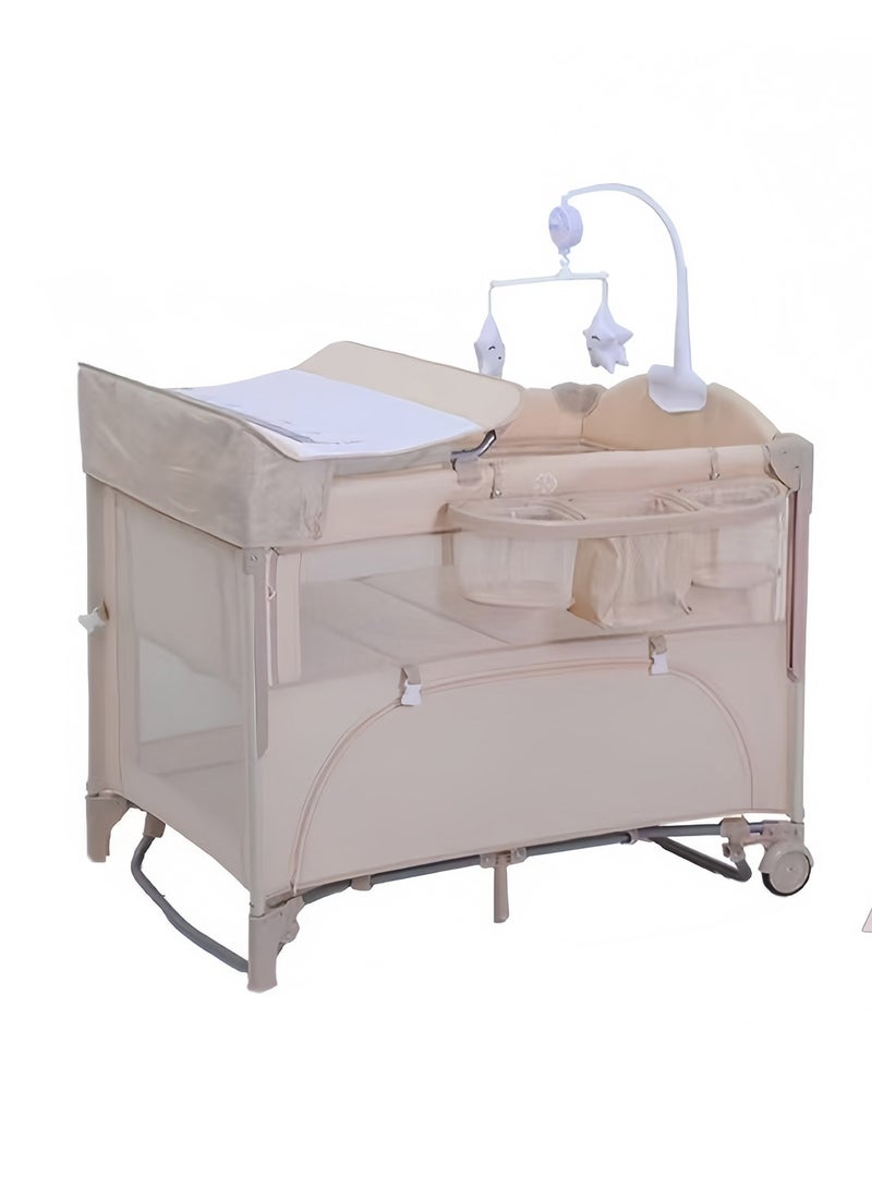 MaBaby 5-in-1 Baby Beside Crib, Foldable And Portable Baby Cots, Comfort Infant Bassinet Bed With Diaper Changing Table