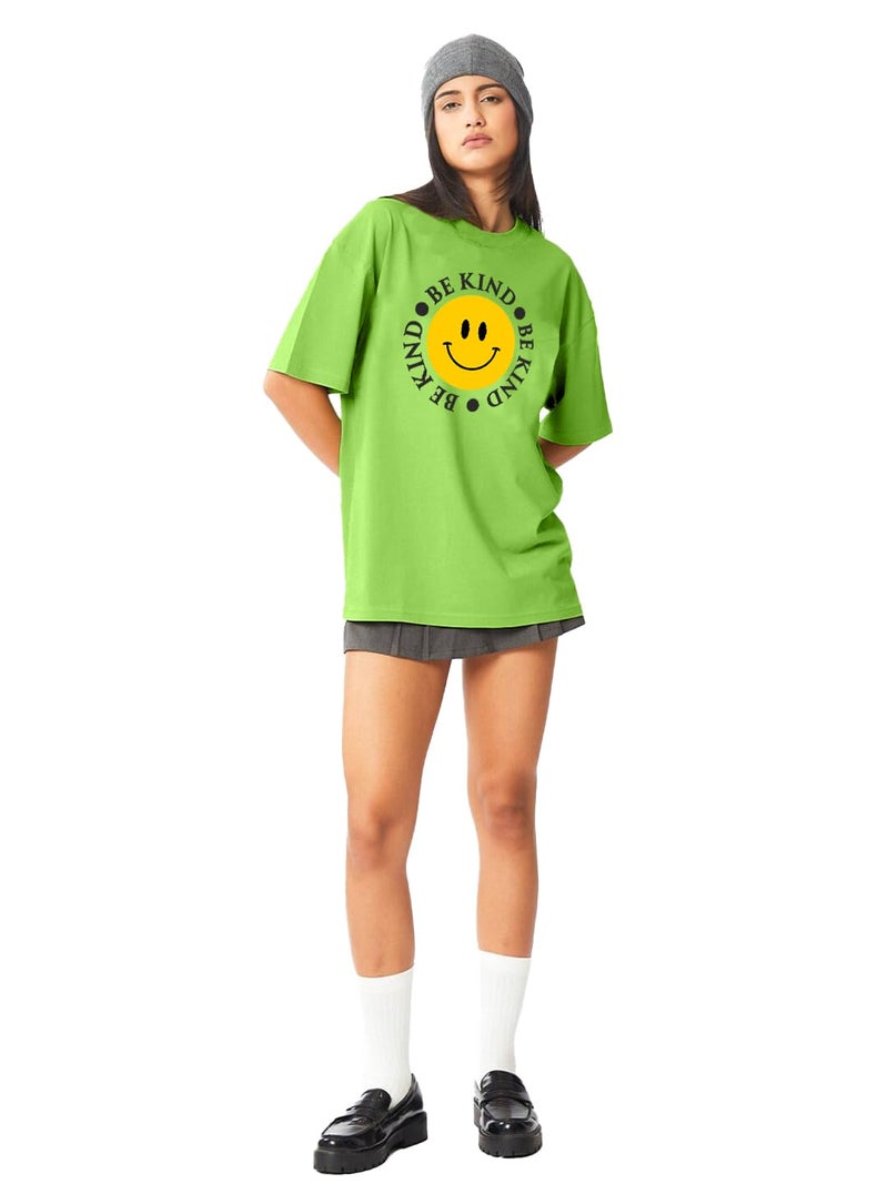 LEOTUDE Womens Oversized Round Neck Cottonblend Half Sleeve T-Shirts (SP-7VRUVTXIYVLK5HCZ_Multicolor12_M) - Image 4