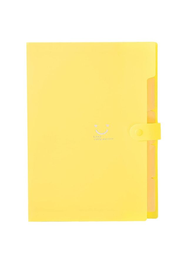 A4 Paper Expanding File Folder 5 Pockets Cute Folders Yellow - Image 1