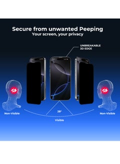 Maxwell 3D Vista Privacy Anti-Peep HD Screen Protector Compatible with iPhone 16 Pro Privacy Protection Anti-Static, Oleophobic Coating, Anti-Dust, Easy to Install, Non Bubble Installation - pzsku/Z50FE85E68B13AB150B85Z/45/_/1740639144/f74d46c3-9f8e-40ae-bd93-f22af15e7163