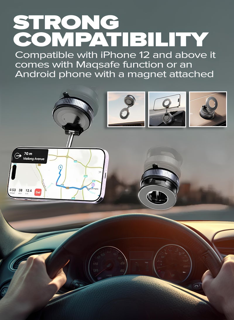 DUSALA 360° Magnetic Phone Holder for Car – Strong Suction | MagSafe & All Smartphones - Image 2