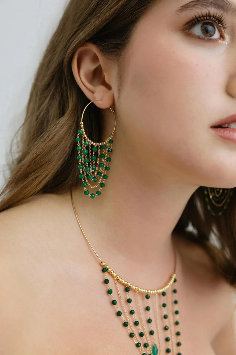 Guendalina Silver Yellow Gold Plated Necklace with Semi Precious Stone