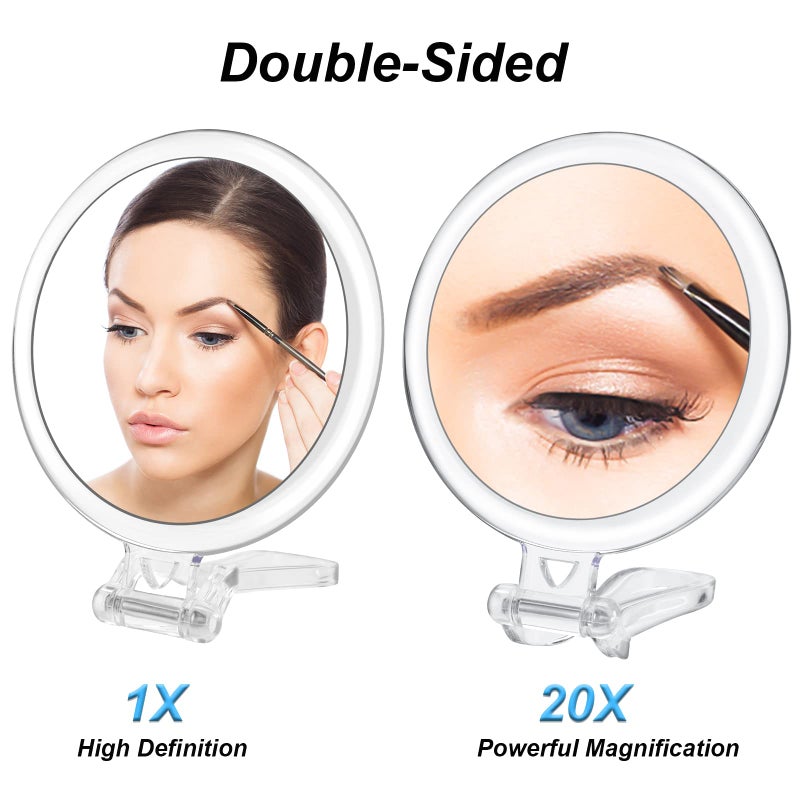 AMISCE 20x Magnifying Mirror, Travel Handheld Mirror - 2-Sided with 1X 20X Magnification Adjustable Handle, Portable, Small, Girl Women Mother's Gift - Image 2
