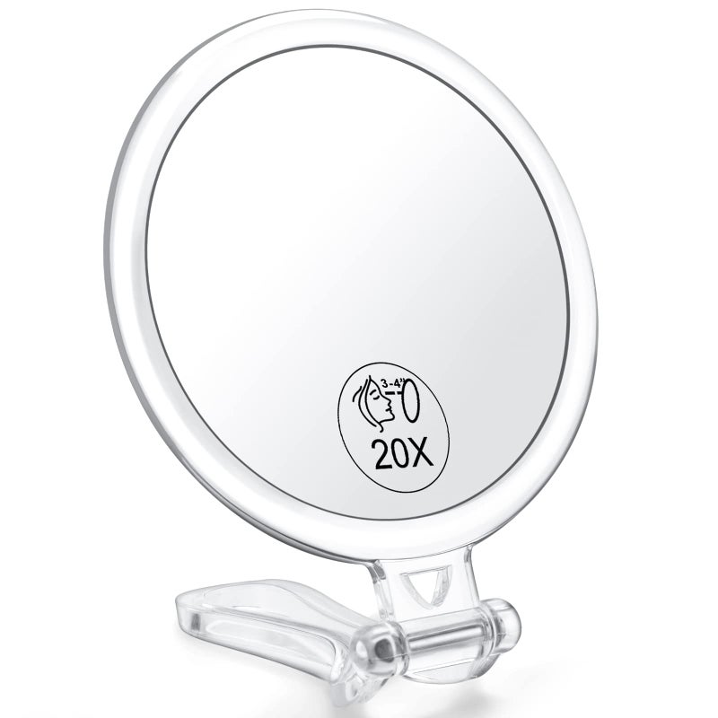 AMISCE 20x Magnifying Mirror, Travel Handheld Mirror - 2-Sided with 1X 20X Magnification Adjustable Handle, Portable, Small, Girl Women Mother's Gift - Image 1