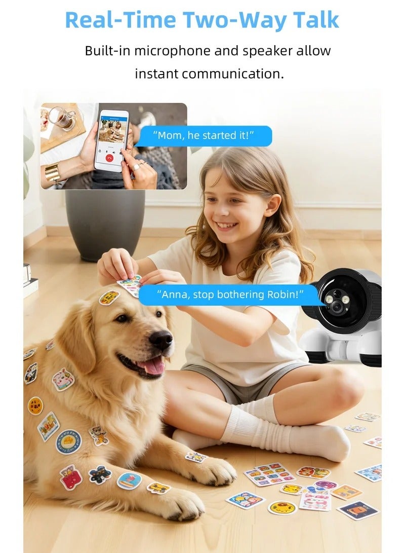 AOC Dual-Lens Mobile Security Camera Robot on Wheels, 1080P WiFi Indoor Camera for Home, Family & Pet Monitoring, App Control, Night Vision, Motion Alerts, Two-Way Audio, 5200mAh Battery & Interactive Laser - Image 3