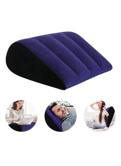 Wedge-Shaped Pillow, Inflatable Triangle Lumbar Pillow Fast Inflating Deflation (Blue)