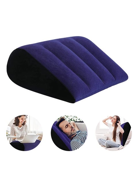 Wedge-Shaped Pillow, Inflatable Triangle Lumbar Pillow Fast Inflating Deflation (Blue)