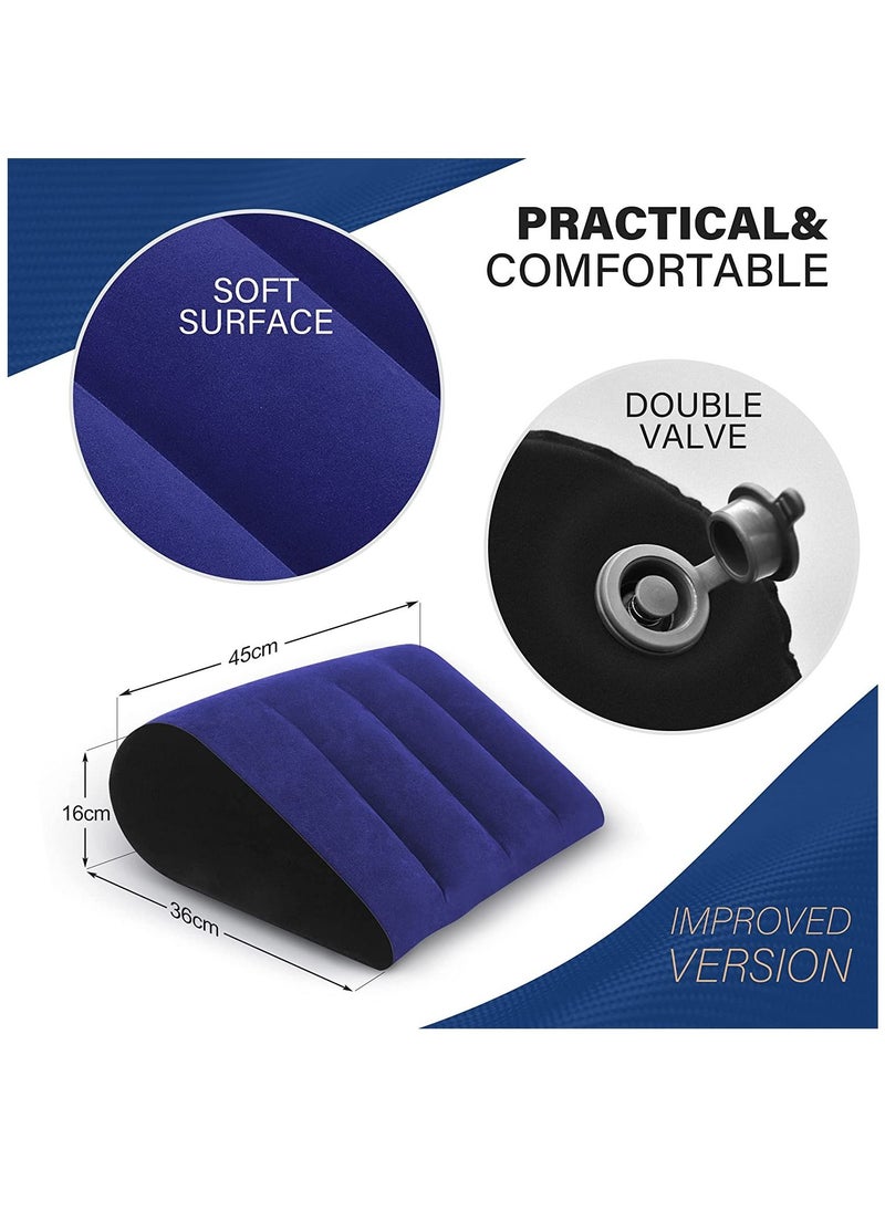 Arabest - Wedge-Shaped Pillow, Inflatable Triangle Lumbar Pillow Fast Inflating Deflation (Blue) - Image 1