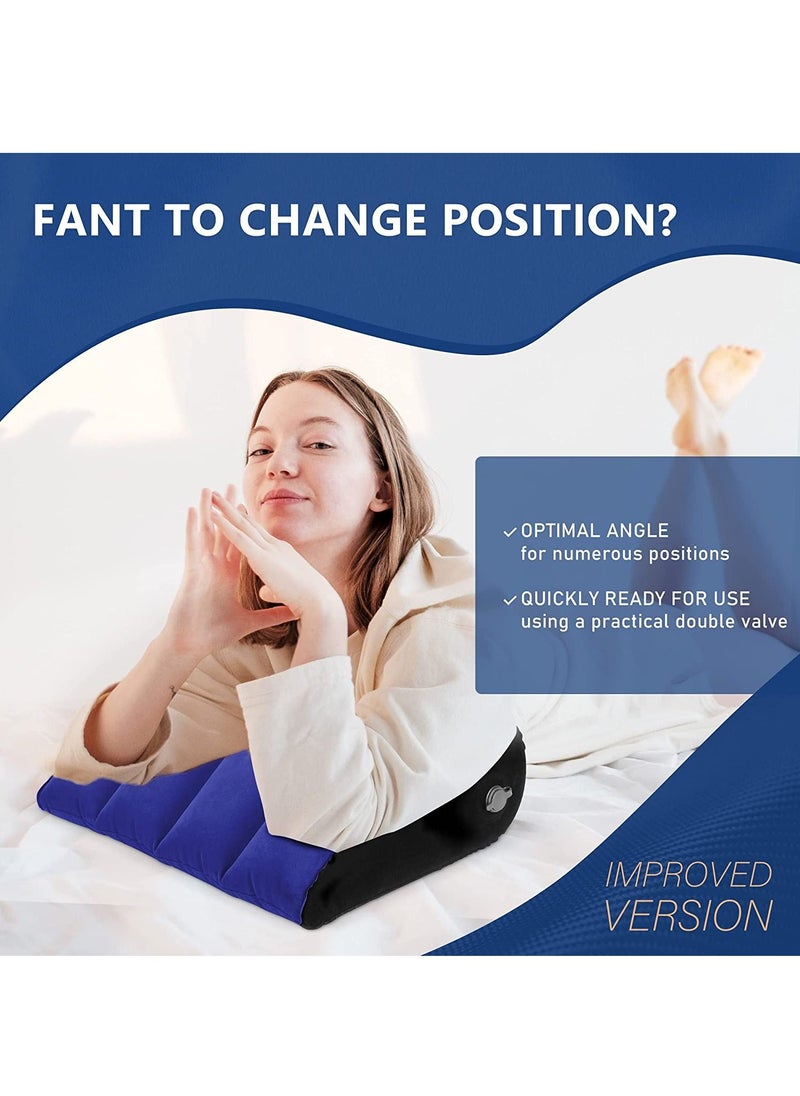 Arabest - Wedge-Shaped Pillow, Inflatable Triangle Lumbar Pillow Fast Inflating Deflation (Blue) - Image 1
