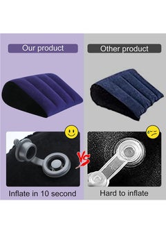 Arabest Wedge-Shaped Pillow, Inflatable Triangle Lumbar Pillow Fast Inflating Deflation (Blue)  - Image 3