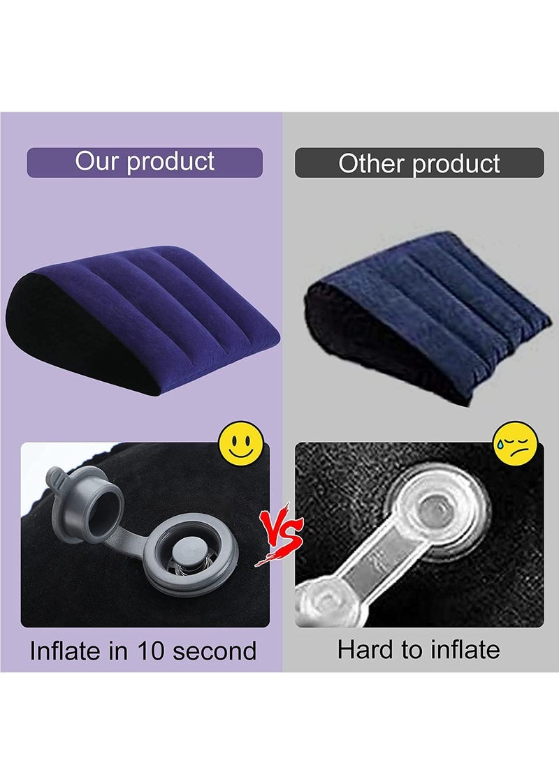 Arabest - Wedge-Shaped Pillow, Inflatable Triangle Lumbar Pillow Fast Inflating Deflation (Blue) - Image 1