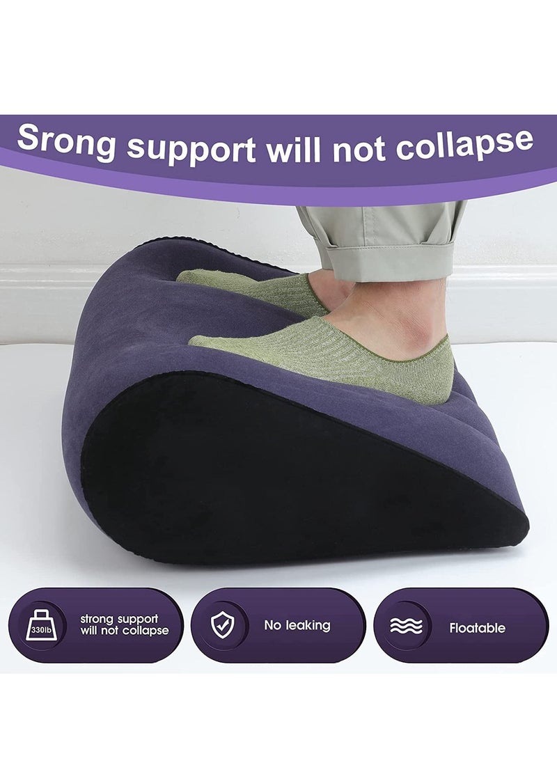 Arabest - Wedge-Shaped Pillow, Inflatable Triangle Lumbar Pillow Fast Inflating Deflation (Blue) - Image 1