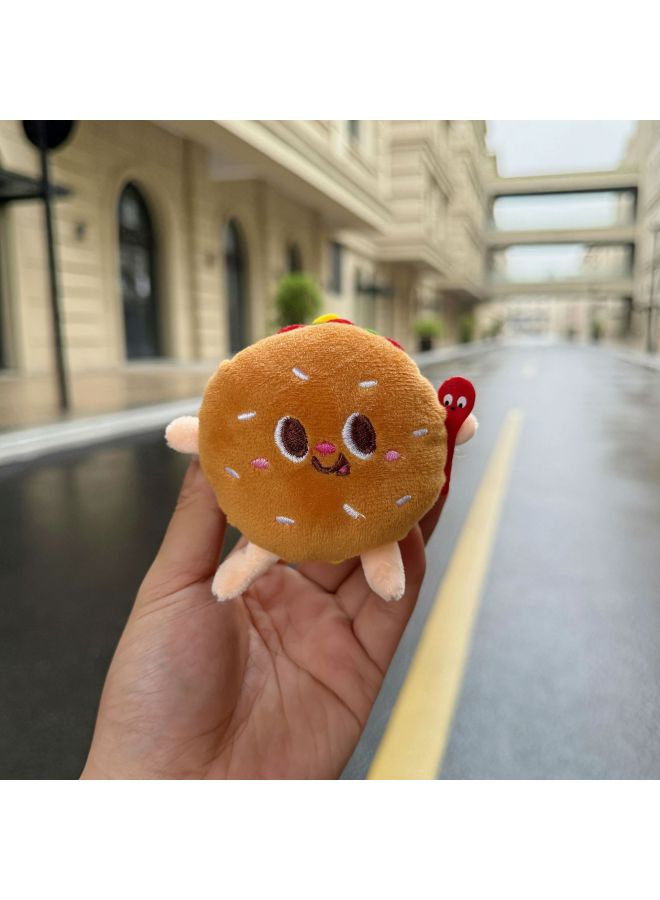 Creative Cartoon Fries Hamburger Plush Doll Doll Pendant Cute Toast Bread Chicken Leg Doll Bag Pendant-Specifications:Chicken Legs-Color:Key Ring Style - Image 5