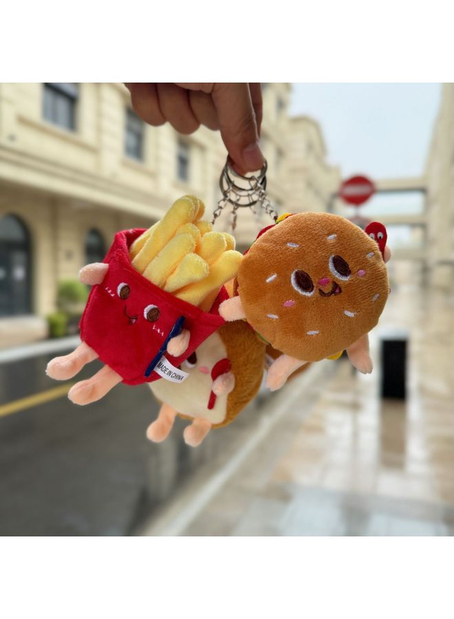 Creative Cartoon Fries Hamburger Plush Doll Doll Pendant Cute Toast Bread Chicken Leg Doll Bag Pendant-Specifications:Chicken Legs-Color:Key Ring Style - Image 3