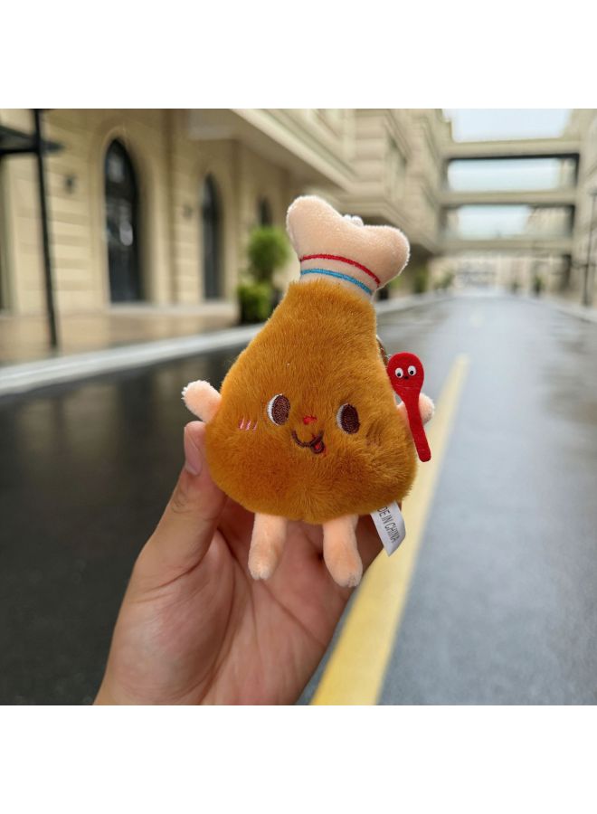 Creative Cartoon Fries Hamburger Plush Doll Doll Pendant Cute Toast Bread Chicken Leg Doll Bag Pendant-Specifications:Chicken Legs-Color:Key Ring Style - Image 1