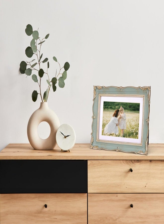 PHAREGE Light Green Gold Vintage Frame for 5x7 inch Picture, Ornate Antique Frame with Mat for 4x6 inch Photo, Horizontal or Vertical, Tabletop or Wall - Image 4