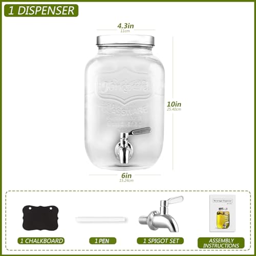 HomeFeel 1 Gallon Drink Dispenser with Spigot 18/8 Stainless Steel – Airtight & Leakproof Glass Sun Tea Jar with Anti-Rust Lids, Beverage Dispenser for Parties - Laundry Detergent Holder - Image 5