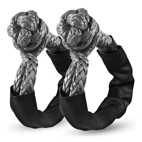 ZAMLIE 2 Pack Black Soft Shackles 57,000 LBS Breaking Strength 1/2 inch X 22 inch with Protective Sleeve for Off-Road Sailing Trucks 4x4 UTV Synthetic Road Recovery Rope Soft Shackle for Recovery - Image 1
