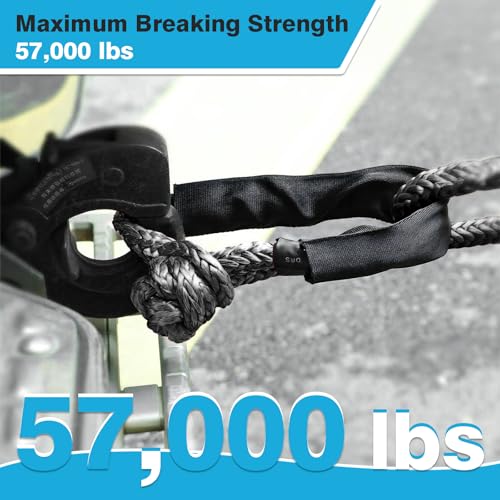 ZAMLIE 2 Pack Black Soft Shackles 57,000 LBS Breaking Strength 1/2 inch X 22 inch with Protective Sleeve for Off-Road Sailing Trucks 4x4 UTV Synthetic Road Recovery Rope Soft Shackle for Recovery - Image 2