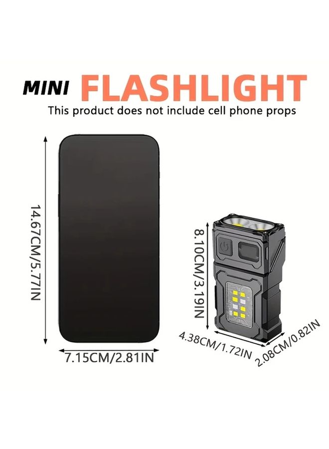 1 قطعة مصباح يدوي LED قابل لإعادة الشحن عبر USB، 7 أوضاع، رأس دوّار، ضوء عمل COB، قاعدة مغناطيسية - Image 2