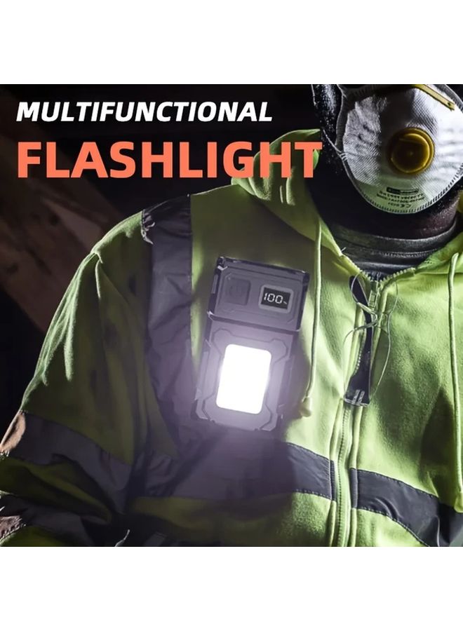 1 قطعة مصباح يدوي LED قابل لإعادة الشحن عبر USB، 7 أوضاع، رأس دوّار، ضوء عمل COB، قاعدة مغناطيسية - Image 5