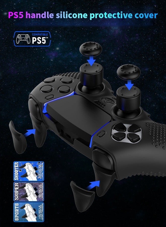 Ps5 Controller Protective Case, Ps5 Handle Controller Cover, Anti-Wear And Anti-Slip, Silicone Shell Set，With 4 Joystick Caps, 4 Trigger ons, Touch Screen Film - Image 2