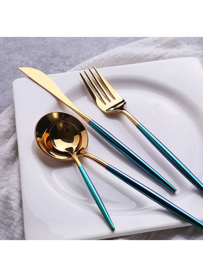 NIBEMINENT 4-Piece Stainless Steel Luxury Flatware Spoon Set Gold/Blue 25x16x3.5centimeter - Image 2