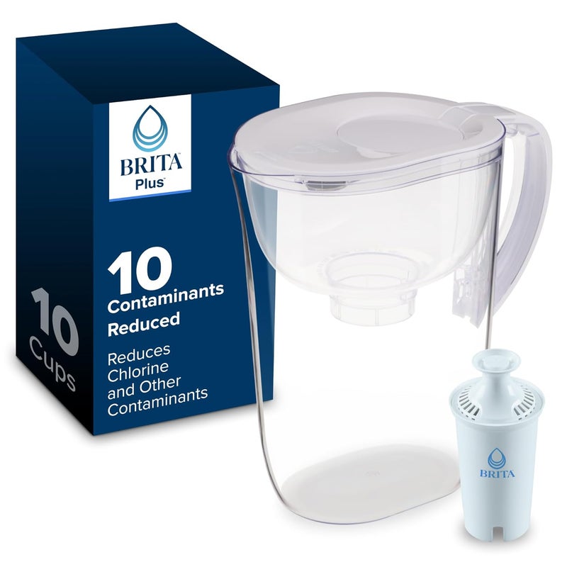 BRITA Large 10 Cup Water Filter Pitcher, 1 BritaPlus Filter, Everyday, Clear (Package May Vary) - Image 1
