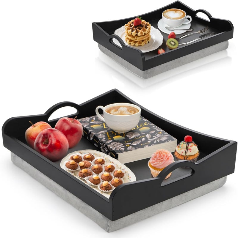 ELFULLY Lap Tray with Detachable Cushion, 16" x 12.5" Bamboo TV Bed Trays Table, Serving Tray with Handle for Adults Elderly Eating Food Breakfast Dinner in Recliner Couch Car - Image 5