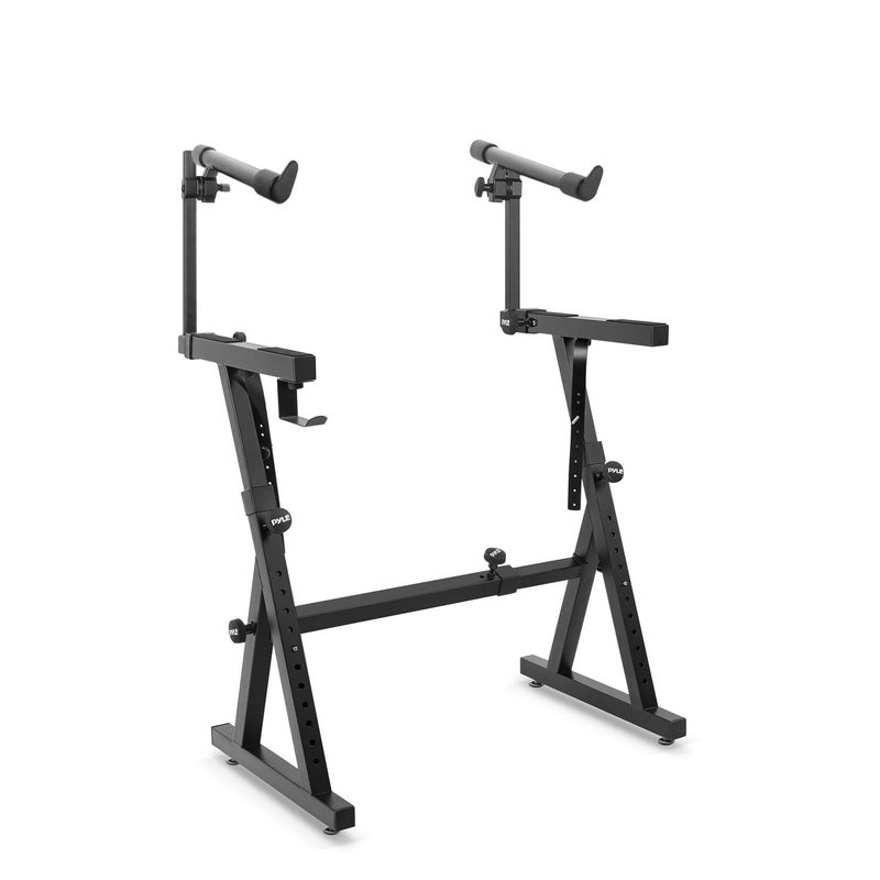 PYLE Heavy-Duty Multi-Functional Music Stand - Z Style & Portable, 2nd Tier, Height & with Adjustment, Digital Keyboard Stand, Rack Case w/Ergonomic Design, for Home Studio etc. - Pyle PKST2TZ , black - Image 1