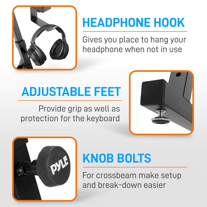 PYLE Heavy-Duty Multi-Functional Music Stand - Z Style & Portable, 2nd Tier, Height & with Adjustment, Digital Keyboard Stand, Rack Case w/Ergonomic Design, for Home Studio etc. - Pyle PKST2TZ , black - Image 2