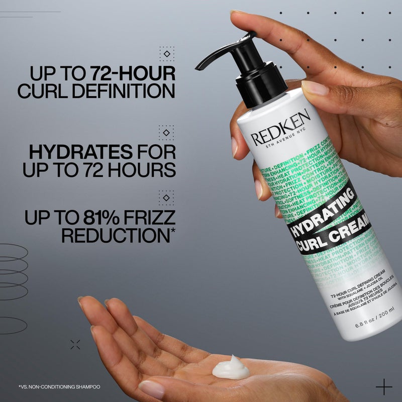 Redken Hydrating Curl Cream - 72 Hour Curl Definition, Heat Protection up to 450Â°F, Hydrates & Reduces Frizz, With Squalane & Jojoba Oil - Image 2
