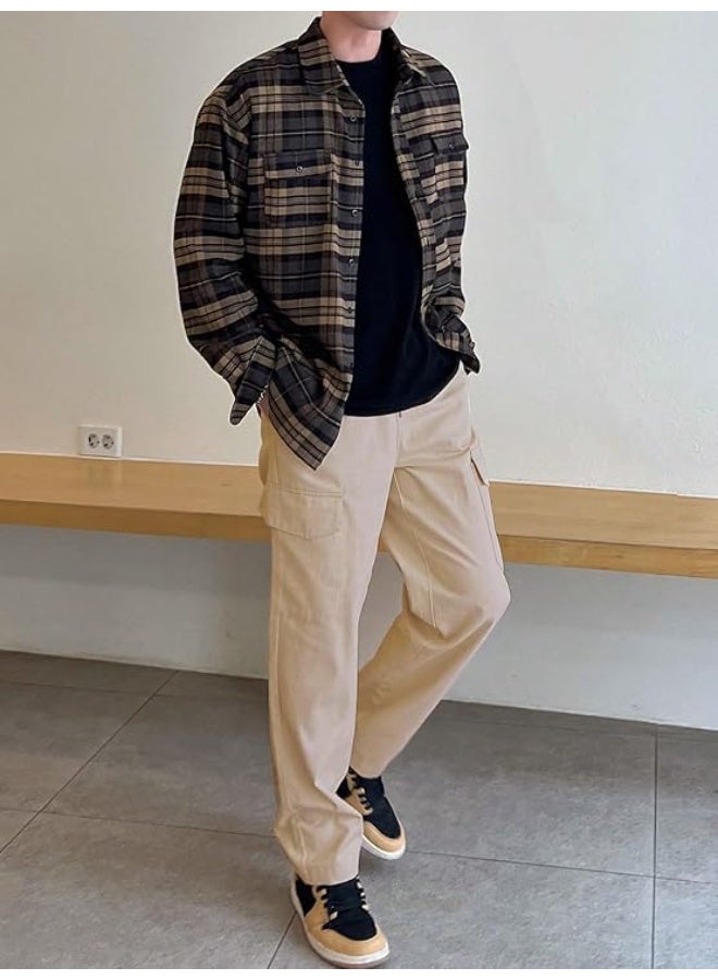 GRECIILOOKS بنطال كارجو رجالي واسع (Baggy) بخصر متوسط ​​الارتفاع – بنطال قطني للرجال – طراز كاجوال وعملي (Utility) للملابس الحضرية – مقاس XL - Image 2