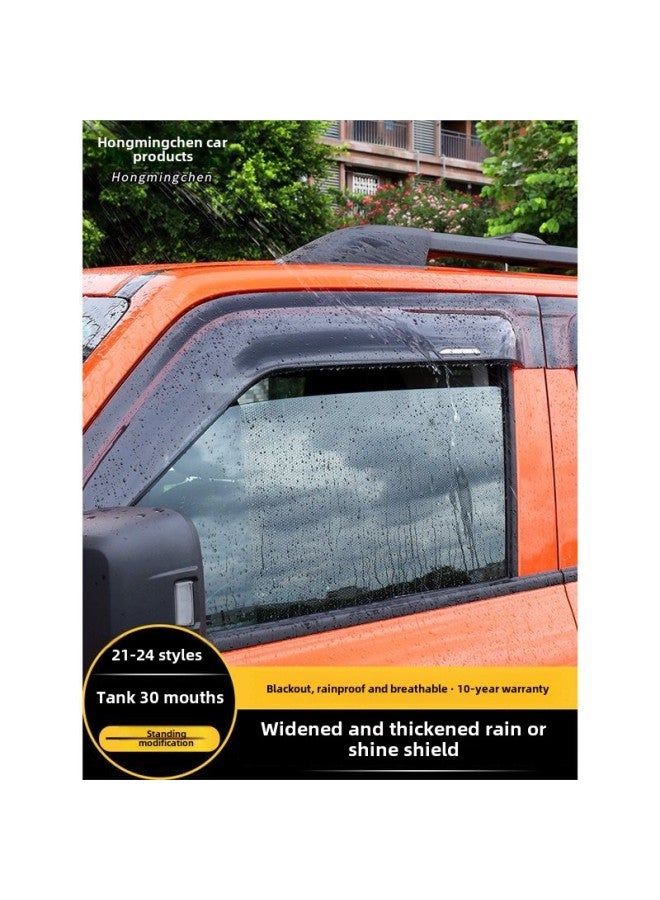 Tank 300/400/500 Sunlight Rain Bearer Translucent Rain Eyebrow Window Widened Rain Bearer Special Modification Exterior Trim-Color:Tank 300 Rain And Shine Shield Original Car Model Widened And Thickened - All Black With Label, 4 Pieces - (free Negative-Specifications:Standard  - Image 2