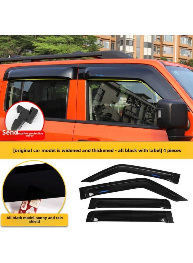 Tank 300/400/500 Sunlight Rain Bearer Translucent Rain Eyebrow Window Widened Rain Bearer Special Modification Exterior Trim-Color:Tank 300 Rain And Shine Shield Original Car Model Widened And Thickened - All Black With Label, 4 Pieces - (free Negative-Specifications:Standard  - Image 1