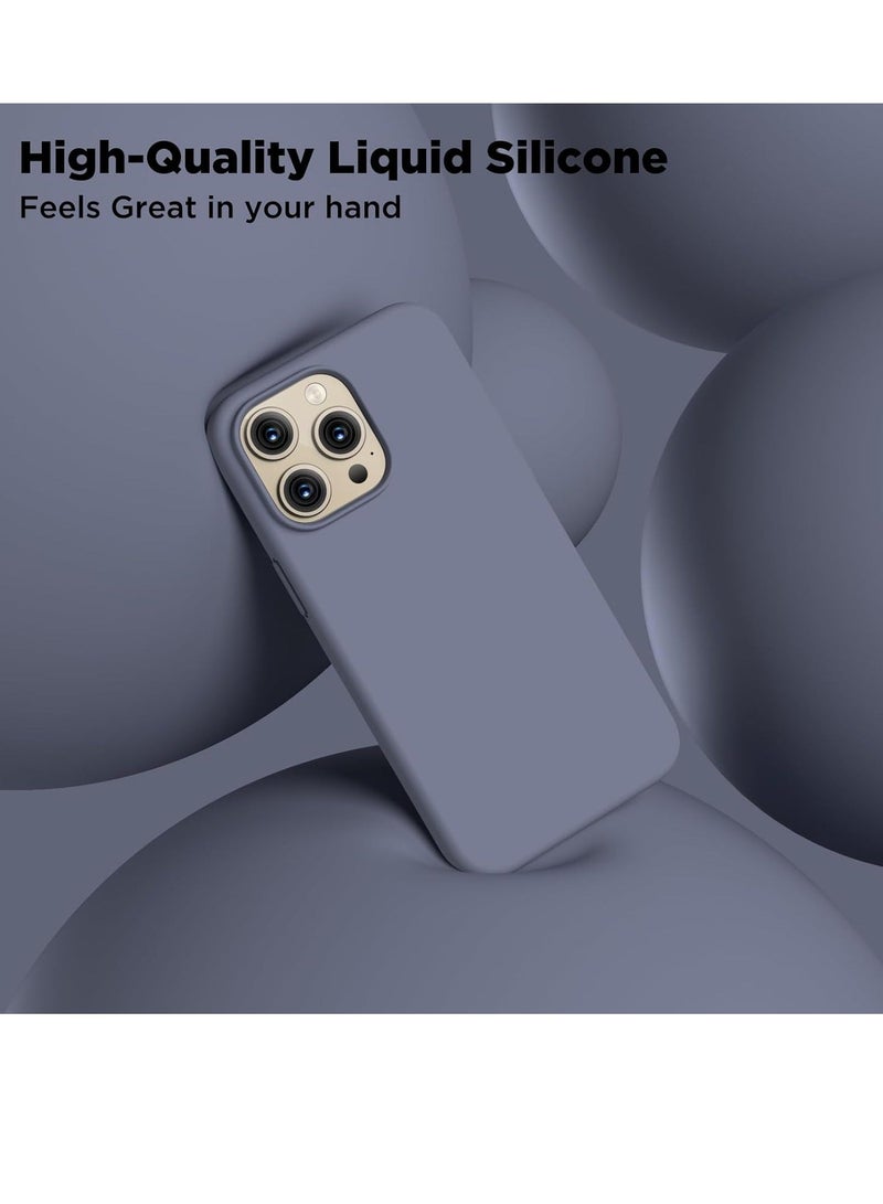 MUNTAQI Compatible with iPhone 15 Pro Max Case, Liquid Silicone Case, Full Body Shockproof Protective Cover Slim Thin Phone Case with [Soft Anti-Scratch Microfiber Lining], 6.7 inch-Lavender Gray - Image 5