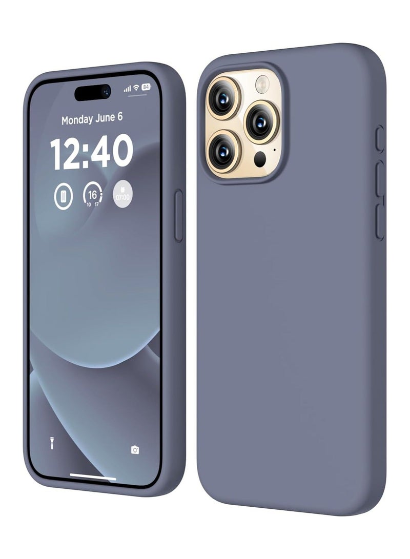 MUNTAQI Compatible with iPhone 15 Pro Max Case, Liquid Silicone Case, Full Body Shockproof Protective Cover Slim Thin Phone Case with [Soft Anti-Scratch Microfiber Lining], 6.7 inch-Lavender Gray - Image 1