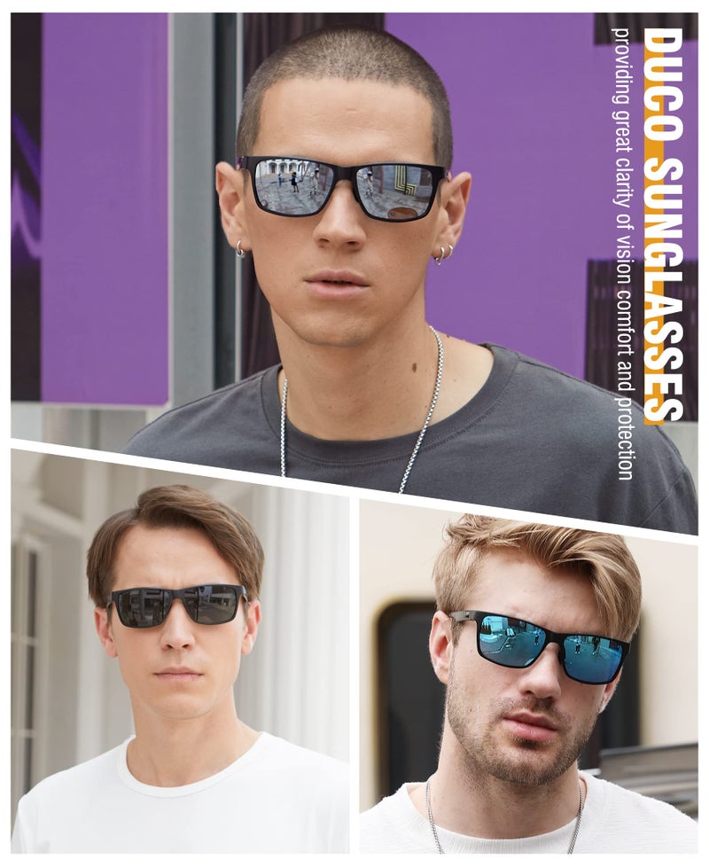 DUCO Mens Sunglasses Polarized Rectangle Sunglass for Men Lightweight Carbon Fiber UV400 Protection 8206 - Image 2