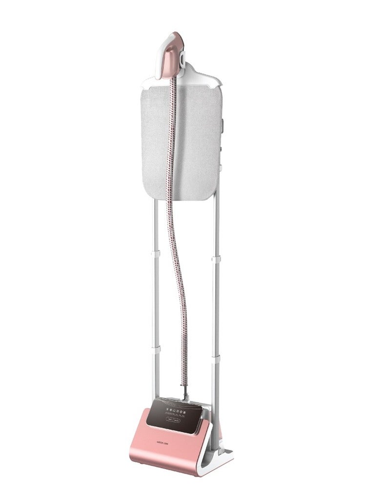 GREEN LION - Digital Garment Steamer With UK Power Cord, Efficient Heater, Strong Steam, 9 Hole Muzzle,Rotary Iron, 98℃ Outlet Steam Temperature, Six Setting Stages, Shoulder-Shaped Design - Pink - Image 1
