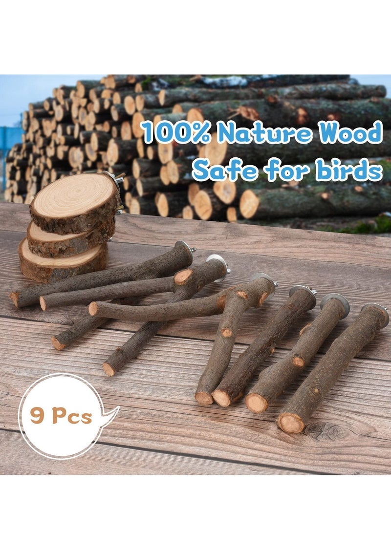 9 Pack Natural Wood Bird Perch Stand Y Shape Stand Wooden Branches Birdcage Stands Bird Perch Platform Nature Wood Toys Small Medium Birds cage accessory for Parrotlets Budgies Cockatiels Parakeets Lo - Image 3