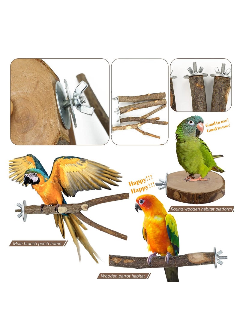9 Pack Natural Wood Bird Perch Stand Y Shape Stand Wooden Branches Birdcage Stands Bird Perch Platform Nature Wood Toys Small Medium Birds cage accessory for Parrotlets Budgies Cockatiels Parakeets Lo - Image 2