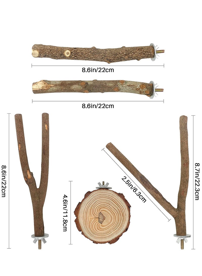 9 Pack Natural Wood Bird Perch Stand Y Shape Stand Wooden Branches Birdcage Stands Bird Perch Platform Nature Wood Toys Small Medium Birds cage accessory for Parrotlets Budgies Cockatiels Parakeets Lo - Image 4