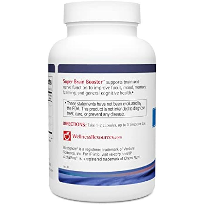 Wellness Resources Super Brain Booster with Phosphatidylserine, N-Acetyl Tyrosine, Alpha GPC and Bacopa for Mental Clarity, Focus and Memory (90 Capsules) - Image 3