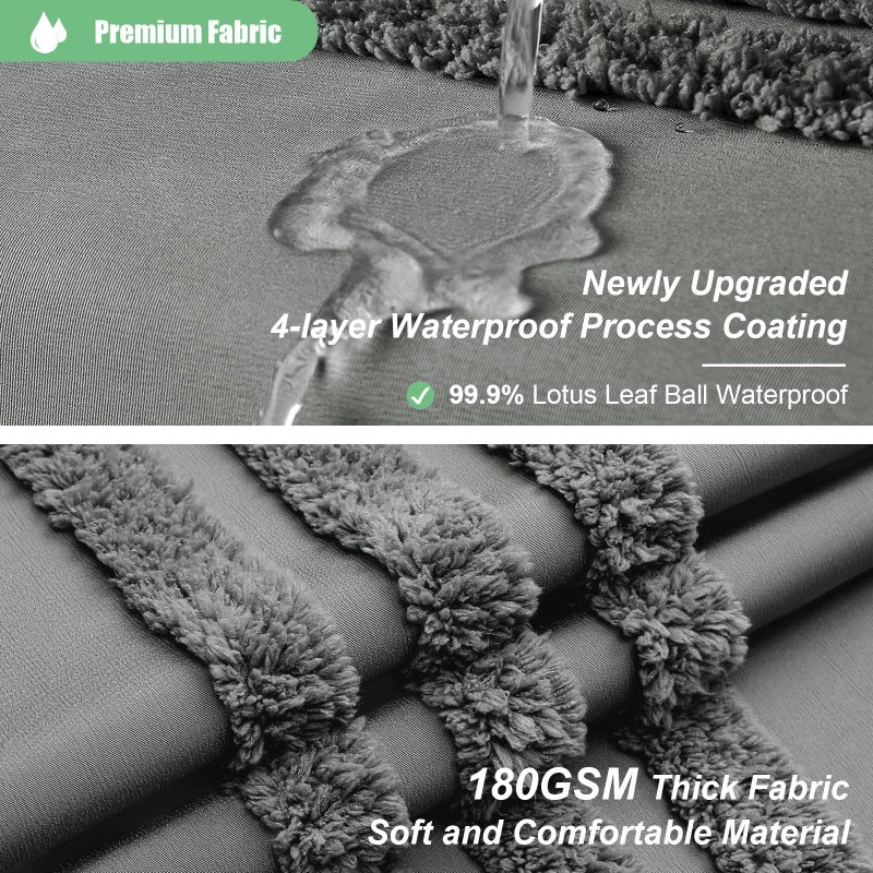 Dynamene Charcoal الرمادي النسيج الستار دش معنقدة تشنيل مخطط القماش الستار للاستحمام الحمام الحديثة المزرعة المتهالكة ستارة دش مقاومة للماء مع آلة ربط 72x72 قابلة للغسل - Image 2