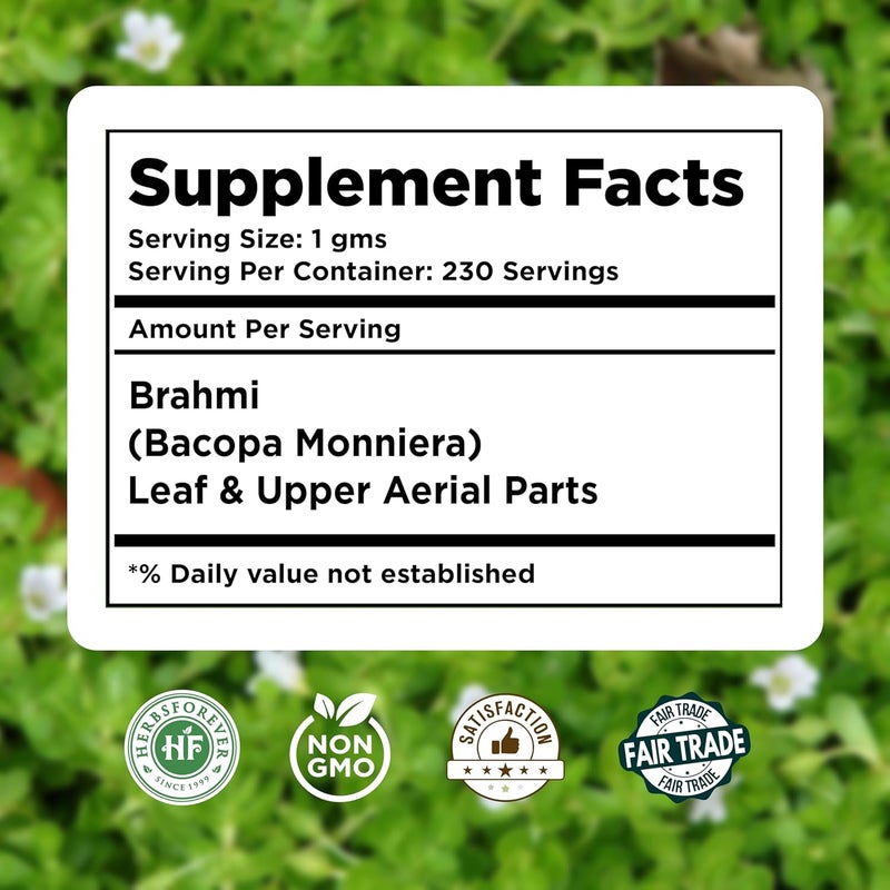 Herbsforever Brahmi Powder I 100% Pure Bacopa Monnieri I Natural Herbal Supplement – Non-GMO, Vegan, Gluten-Free I Supports Wellness – Premium Quality 230 GMS - Image 4