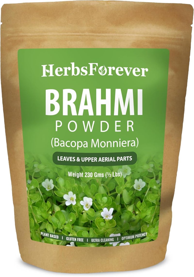 Herbsforever Brahmi Powder I 100% Pure Bacopa Monnieri I Natural Herbal Supplement – Non-GMO, Vegan, Gluten-Free I Supports Wellness – Premium Quality 230 GMS - Image 1