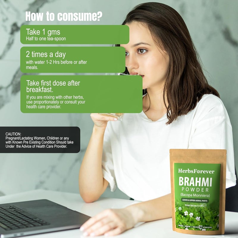 Herbsforever Brahmi Powder I 100% Pure Bacopa Monnieri I Natural Herbal Supplement – Non-GMO, Vegan, Gluten-Free I Supports Wellness – Premium Quality 230 GMS - Image 5
