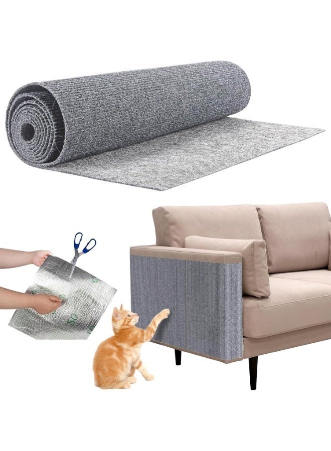 Arabest Cat Scratching Mat, Cat Scratch Mat with Self-Adhesive, Cat Scratch Protectors for Sofa Carpet, Anti Scratch Furniture Protector, Reusable Protecting Couch form Pets (Grey, 100x40cm) - Image 1