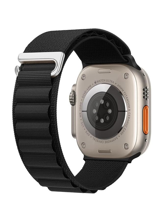 ten.tech - Tin Tech Compatible with Apple Watch Series Ultra/Ultra 2 Band 49mm, 45mm, 44mm, 42mm, Nylon Sport Loop Band for Apple Watch Ultra/SE 1/2/3/4/5/6/7/8,– black - Image 1